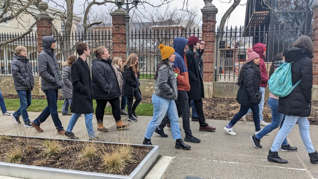 Students touring The Frick